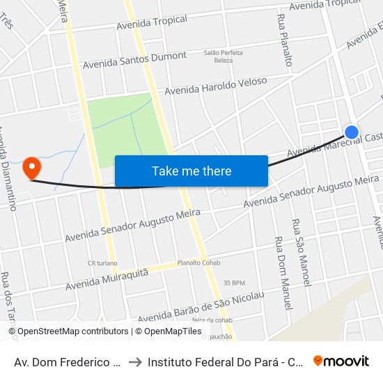 Av. Dom Frederico Costa, 1746 to Instituto Federal Do Pará - Campus Santarém map