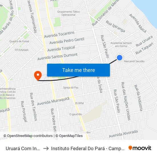 Uruará Com Indústria to Instituto Federal Do Pará - Campus Santarém map
