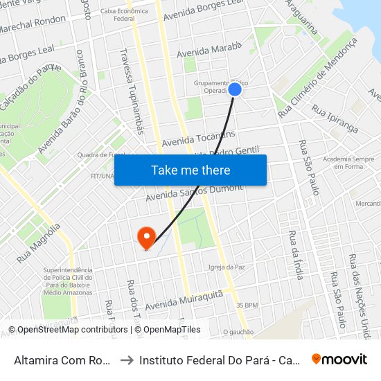 Altamira Com Rosa Passos to Instituto Federal Do Pará - Campus Santarém map