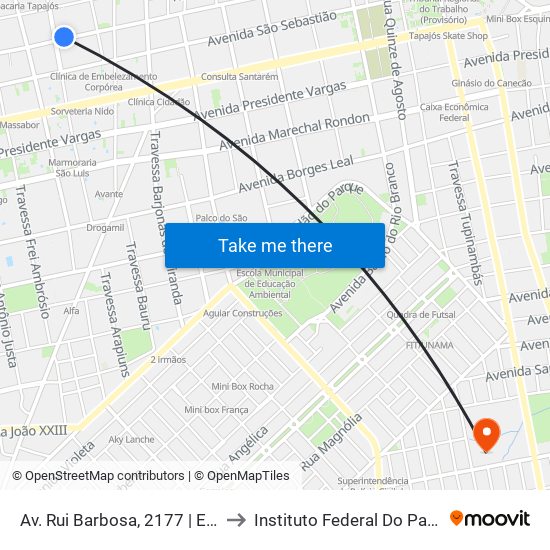 Av. Rui Barbosa, 2177 | Eeefm Barão De Tapajós to Instituto Federal Do Pará - Campus Santarém map