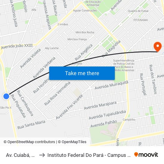 Av. Cuiabá, 3080 to Instituto Federal Do Pará - Campus Santarém map