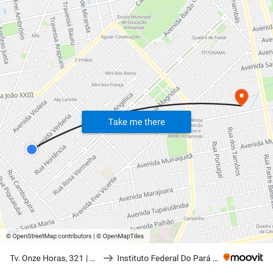 Tv. Onze Horas, 321 | Mercantil Azevedo to Instituto Federal Do Pará - Campus Santarém map