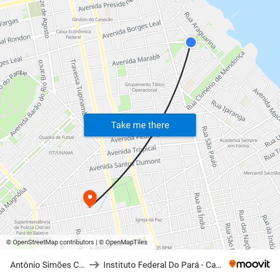 Antônio Simões Com Belém to Instituto Federal Do Pará - Campus Santarém map