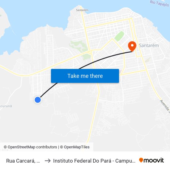 Rua Carcará, 27434 to Instituto Federal Do Pará - Campus Santarém map