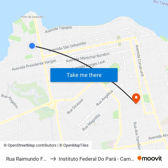Rua Raimundo Fona, 727 to Instituto Federal Do Pará - Campus Santarém map