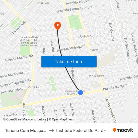 Turiano Com Moaçara | Sentido Sul to Instituto Federal Do Pará - Campus Santarém map