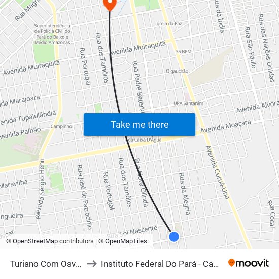Turiano Com Osvaldo Leite to Instituto Federal Do Pará - Campus Santarém map