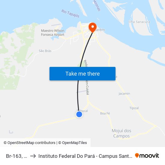 Br-163, 39 to Instituto Federal Do Pará - Campus Santarém map