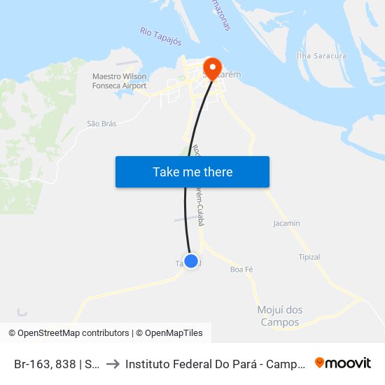 Br-163, 838 | Serraria to Instituto Federal Do Pará - Campus Santarém map