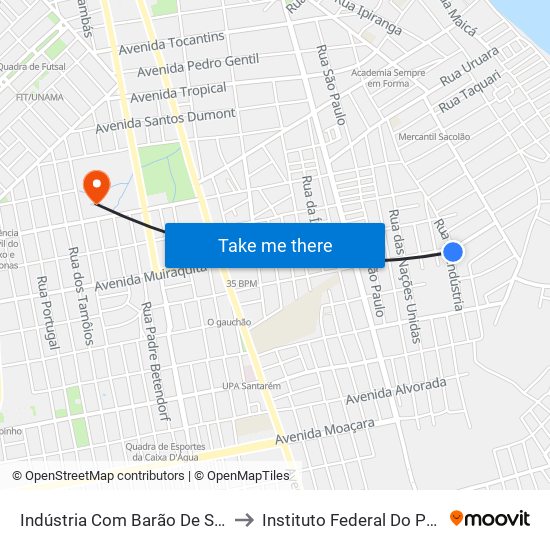 Indústria Com Barão De São Nicolau | Sentido Norte to Instituto Federal Do Pará - Campus Santarém map