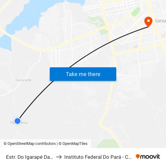Estr. Do Igarapé Da Pte Alta, 06 to Instituto Federal Do Pará - Campus Santarém map