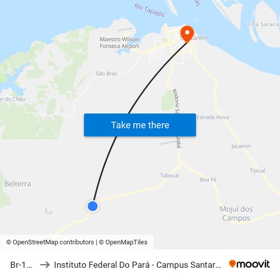 Br-163 to Instituto Federal Do Pará - Campus Santarém map