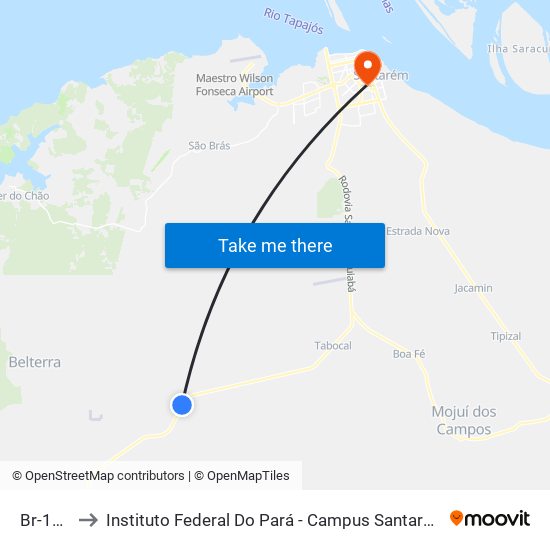 Br-163 to Instituto Federal Do Pará - Campus Santarém map