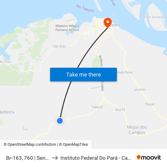 Br-163, 760 | Sent. Belterra to Instituto Federal Do Pará - Campus Santarém map