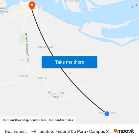 Boa Esperança to Instituto Federal Do Pará - Campus Santarém map