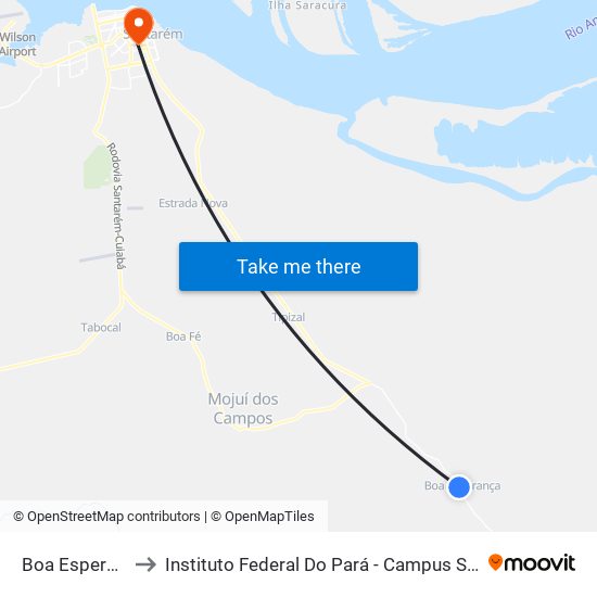 Boa Esperança to Instituto Federal Do Pará - Campus Santarém map