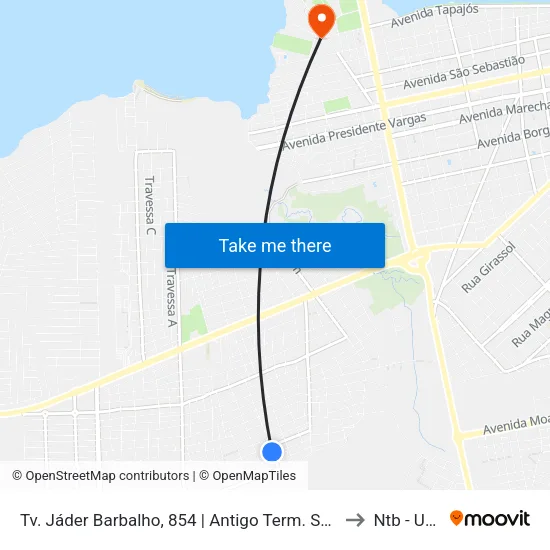 Tv. Jáder Barbalho, 854 | Antigo Term. Santarenzinho to Ntb - Ufopa map