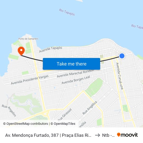 Av. Mendonça Furtado, 387 | Praça Elias Ribeiro Pinto / 4º Cartório De Santarém to Ntb - Ufopa map