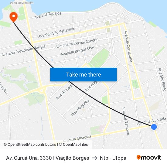 Av. Curuá-Una, 3330 | Viação Borges to Ntb - Ufopa map