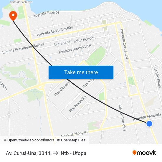 Av. Curuá-Una, 3344 to Ntb - Ufopa map