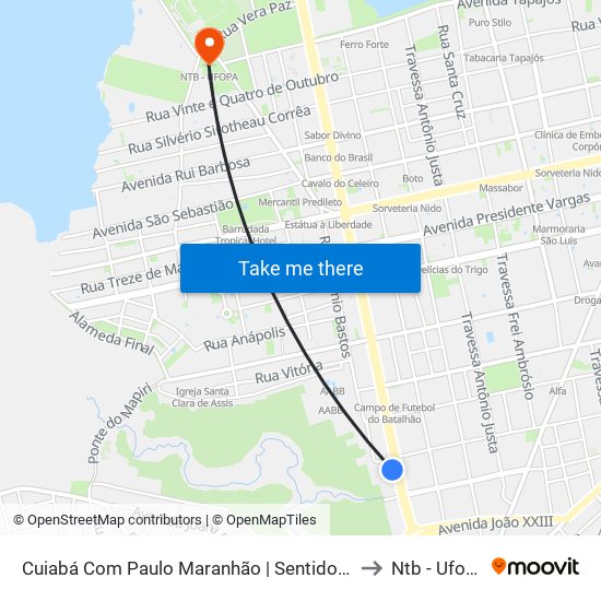 Cuiabá Com Paulo Maranhão | Sentido Sul to Ntb - Ufopa map