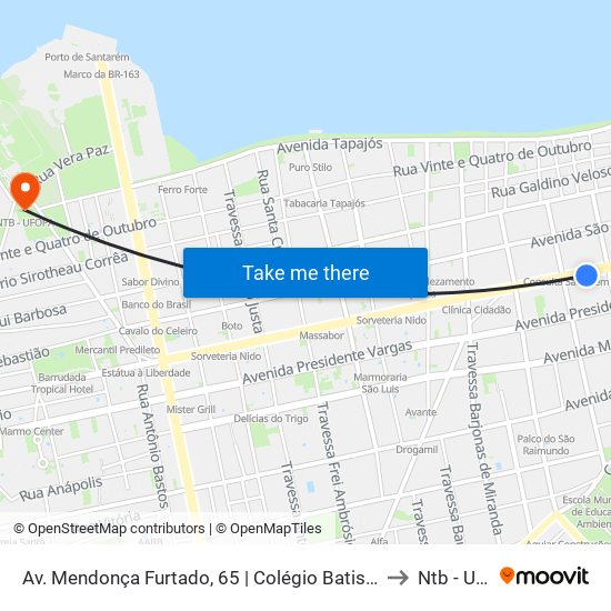 Av. Mendonça Furtado, 65 | Colégio Batista De Santarém to Ntb - Ufopa map