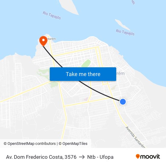 Av. Dom Frederico Costa, 3576 to Ntb - Ufopa map