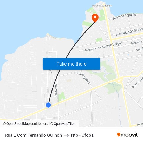 Rua E Com Fernando Guilhon to Ntb - Ufopa map