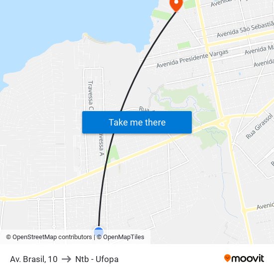 Av. Brasil, 10 to Ntb - Ufopa map