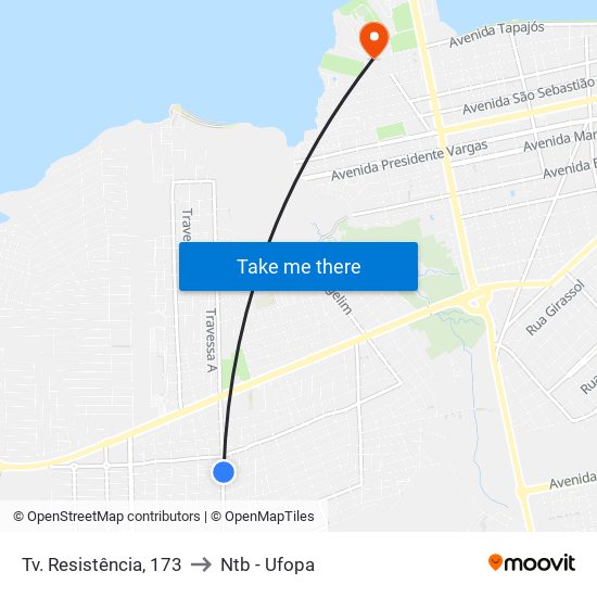 Tv. Resistência, 173 to Ntb - Ufopa map
