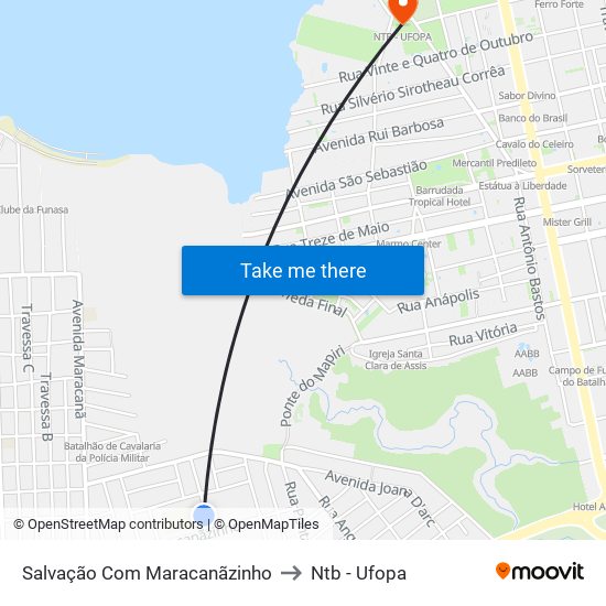 Salvação Com Maracanãzinho to Ntb - Ufopa map