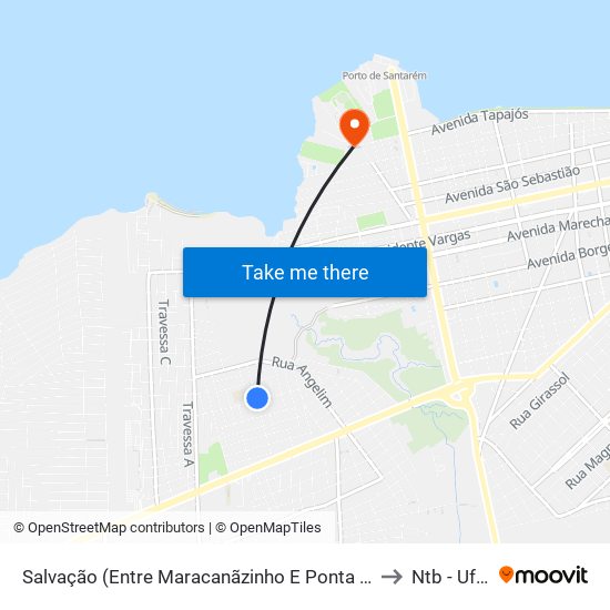 Salvação (Entre Maracanãzinho E Ponta De Pedras) to Ntb - Ufopa map