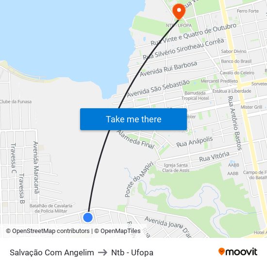 Salvação Com Angelim to Ntb - Ufopa map