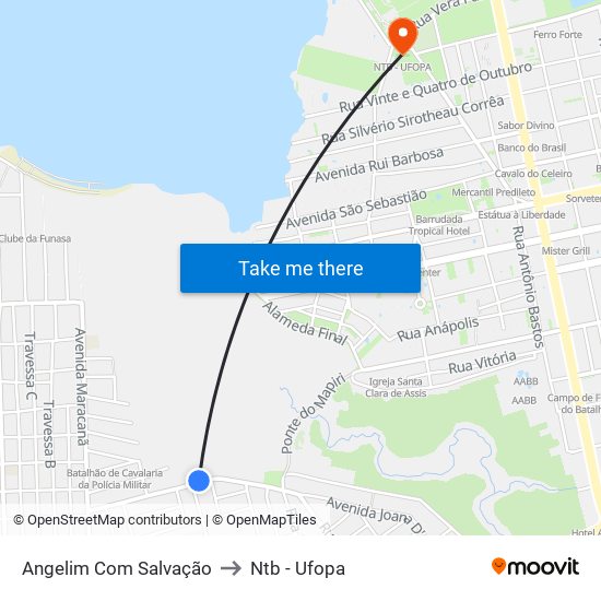 Angelim Com Salvação to Ntb - Ufopa map