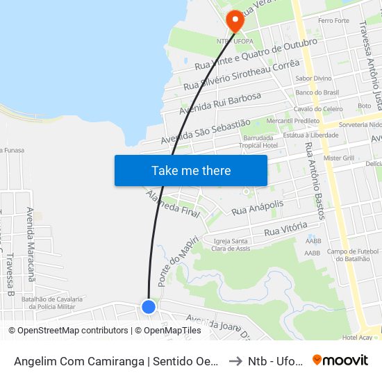 Angelim Com Camiranga | Sentido Oeste to Ntb - Ufopa map