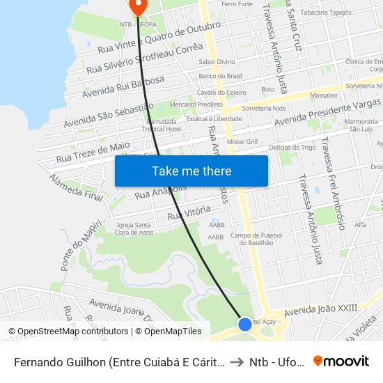 Fernando Guilhon (Entre Cuiabá E Cáritas) to Ntb - Ufopa map