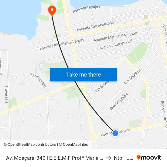 Av. Moaçara, 340 | E.E.E.M.F Profª Maria Uchôa Martins to Ntb - Ufopa map