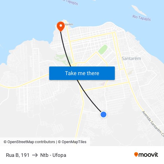 Rua B, 191 to Ntb - Ufopa map