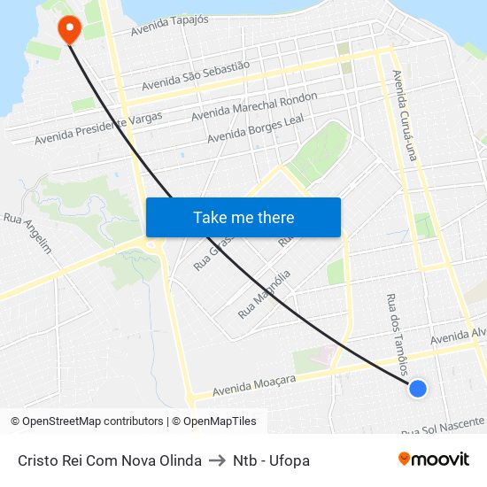 Cristo Rei Com Nova Olinda to Ntb - Ufopa map