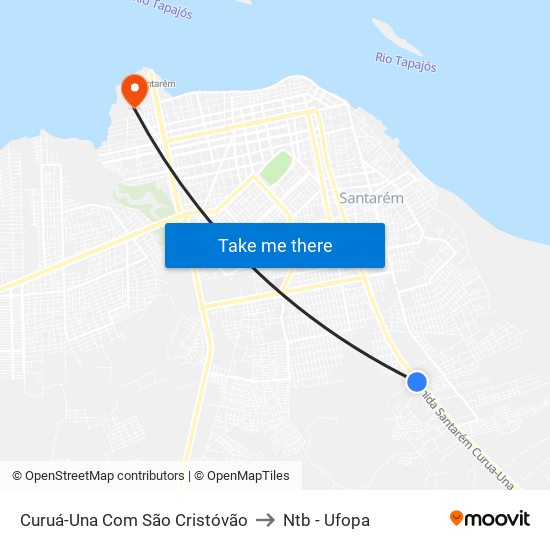 Curuá-Una Com São Cristóvão to Ntb - Ufopa map