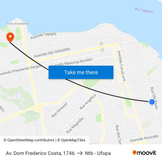 Av. Dom Frederico Costa, 1746 to Ntb - Ufopa map