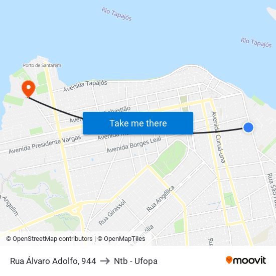 Rua Álvaro Adolfo, 944 to Ntb - Ufopa map