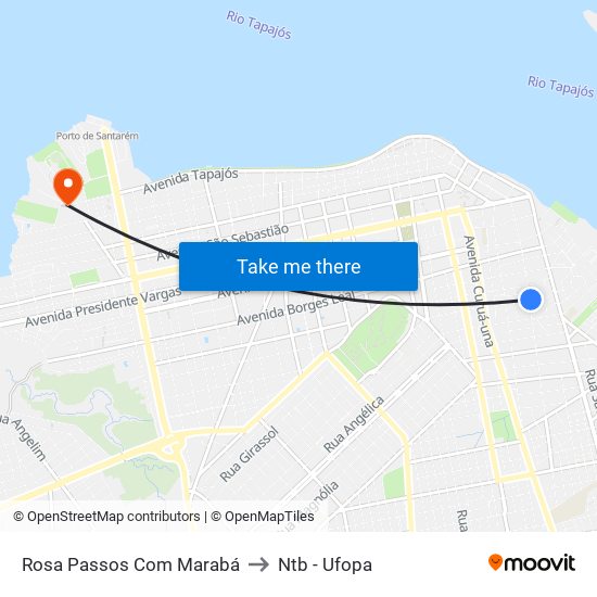 Rosa Passos Com Marabá to Ntb - Ufopa map