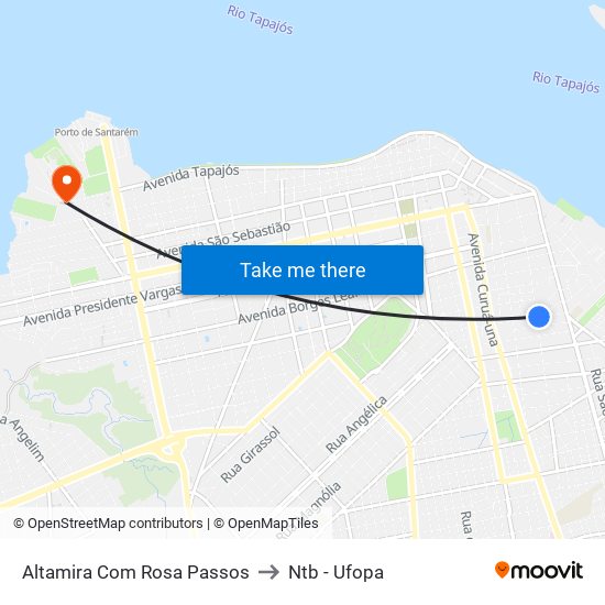 Altamira Com Rosa Passos to Ntb - Ufopa map