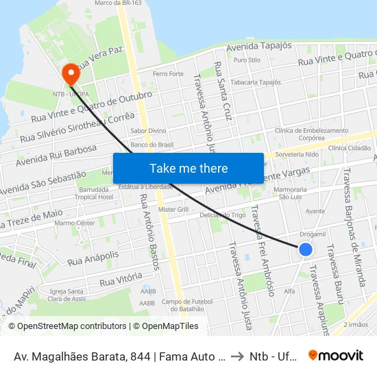 Av. Magalhães Barata, 844 | Fama Auto Peças to Ntb - Ufopa map