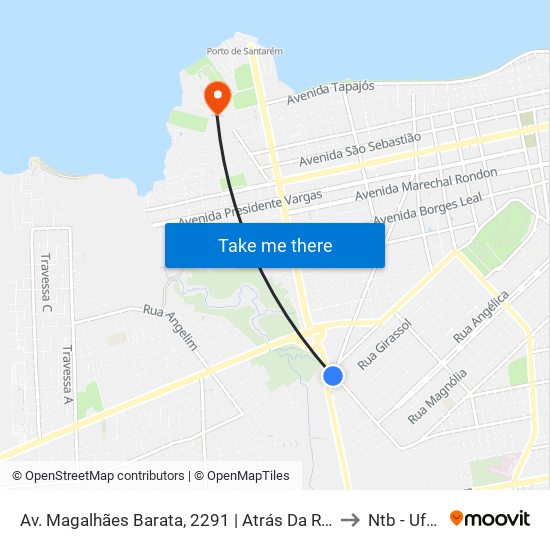 Av. Magalhães Barata, 2291 | Atrás Da Rodoviária to Ntb - Ufopa map