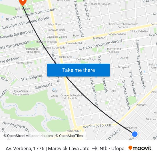Av. Verbena, 1776 | Marevick Lava Jato to Ntb - Ufopa map