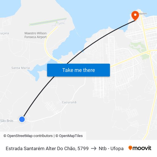 Estrada Santarém Alter Do Chão, 5799 to Ntb - Ufopa map