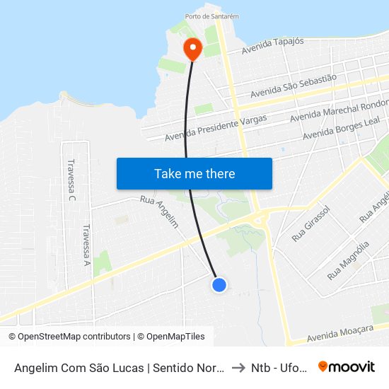 Angelim Com São Lucas | Sentido Norte to Ntb - Ufopa map