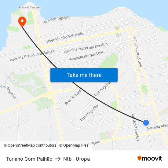 Turiano Com Palhão to Ntb - Ufopa map